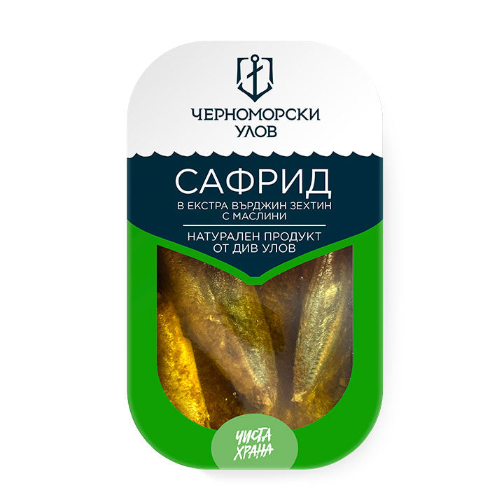 Canned Horse Mackerel in EV Olive Oil with Olives, Black Sea Catch 115g