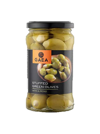 Green olives with almonds in brine, GAEA, 315 ml.