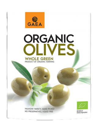 Whole green olives organic, GAEA, 150 g.